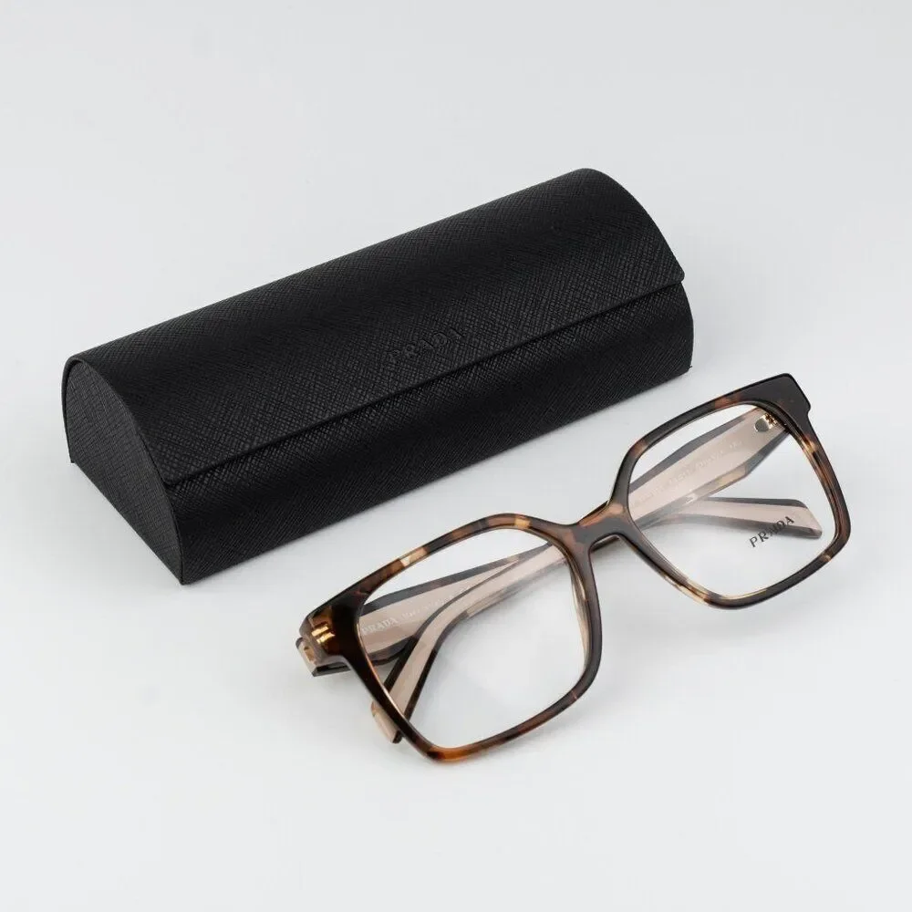Prada Women Eyeglasses Havana Caramel Square PRB03V 07R1O1 NEW AUTHENTIC